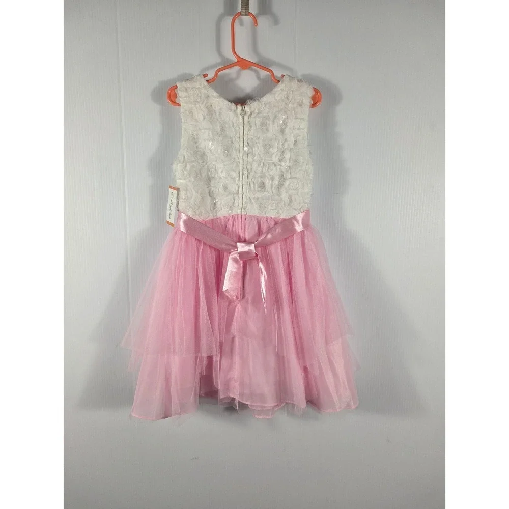 Emily Rose Girls Pink Tulle Dress Embellished Bow Sequins Sz 7